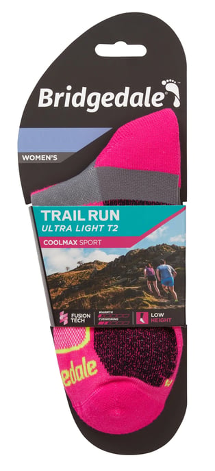 Bridgedale - Womens Running Ultralight Sport Low Socks - Rosa - Image 2