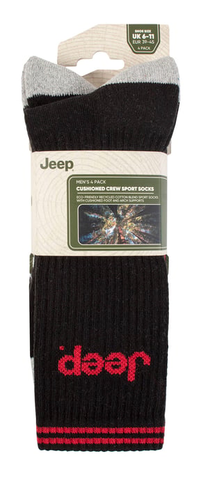 Calcetines Deportivos para Hombre | Jeep | 4 Pack Calcetines de Algodón para Correr con Talón y Puntera Reforzados - Negro - Image 2