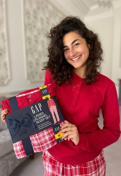 GAP Pijama de franela para mujer en tartán rojo - Image 4