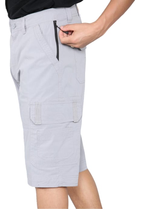 Shorts cargo de secado rápido con múltiples bolsillos para hombre en gris - Image 3