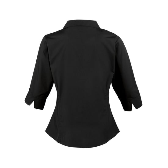 Premier Womens/Ladies Poplin 3/4 Sleeve Shirt (Black) - Image 2