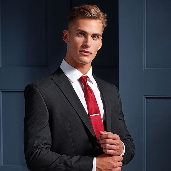 Premier Mens Plain Satin Tie (Narrow Blade) (Red) - Image 2