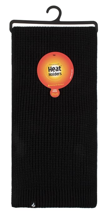Mens Windproof Fleece Winter Scarf | Heat Holders | Thermal Cosy Black Scarves for Cold Weather - Negro - Image 2