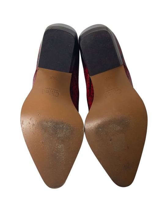 Chloé Rylee Snake-Effect Ankle Boots in Red Leather - Image 5