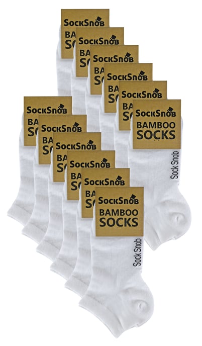 12 Pair Multipack Mens Bamboo Trainer Socks | Breathable Socks - Blanco - Image 2