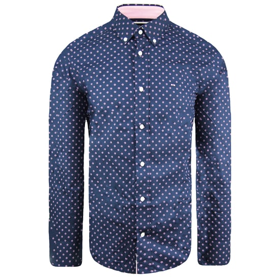 Camisa azul marino para hombre con flores ovaladas de Eden Park Paris - Image 1