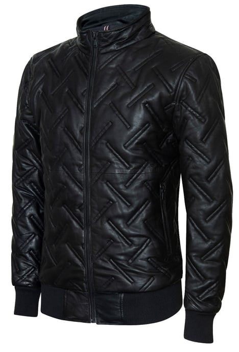 Men's Bomber Leather Quilted Jacket - Goiania