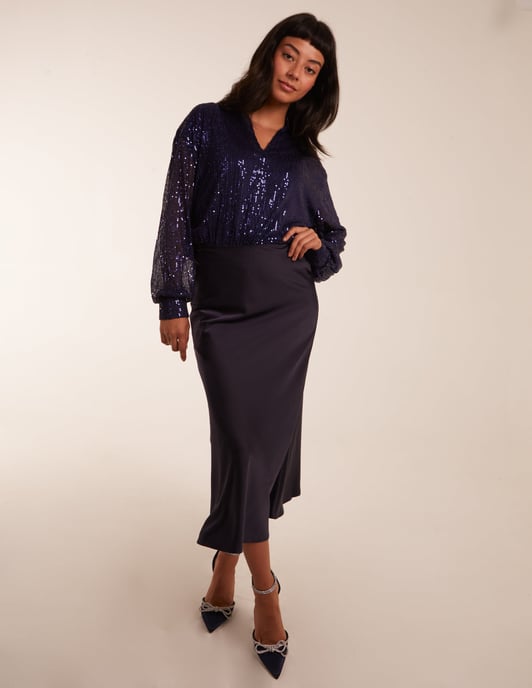 Satin Bias Midi Skirt - Image 2