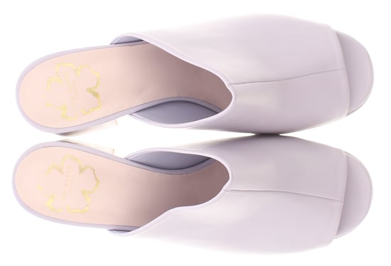 Mules de Cuero Deltino de Tacón de Bloque Abiertos de Mujer Ted Baker en Púrpura - Image 6
