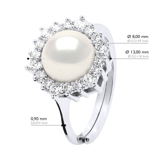 Ring Jewelry - Real Cultured Freshwater Pearl Round 8-9 mm - Image 2