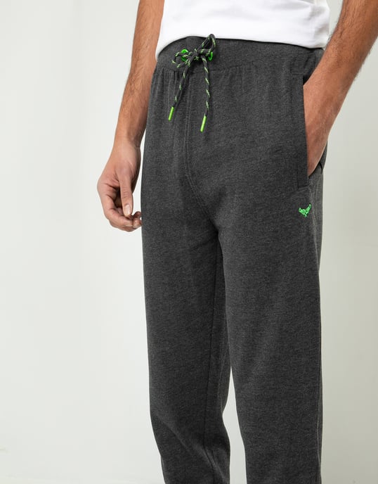Dark Grey Cotton Blend 'Trifoliate' Joggers