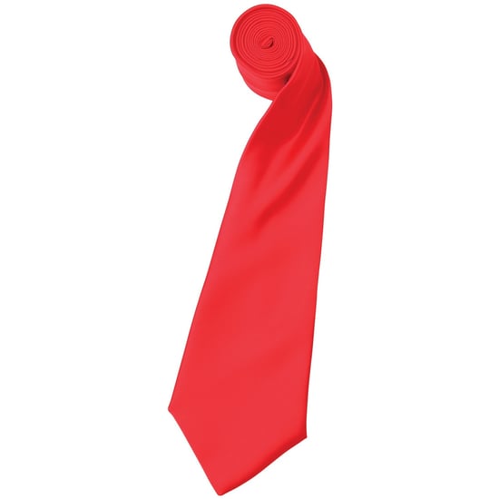 Premier Mens Plain Satin Tie (Narrow Blade) (Strawberry Red)