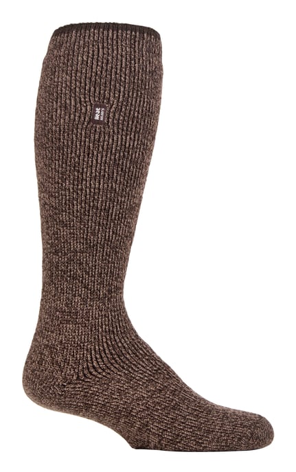Calentadores - Calcetines térmicos de lana merino de pierna larga para hombre con talón y puntera reforzados para invierno - Marrón - Image 1