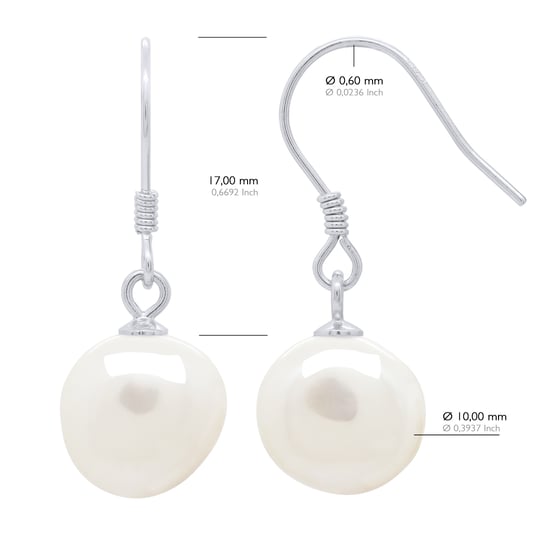 Hanging Earrings Real Cultured Freshwater Pearls Baroque 10-11 mm - Image 2