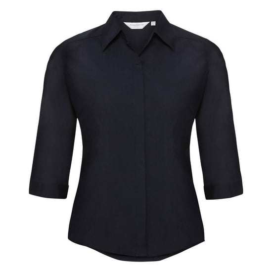 Russell Collection Ladies 3/4 Sleeve Poly-Cotton Easy Care Fitted Poplin Shirt (French Navy) - Image 1