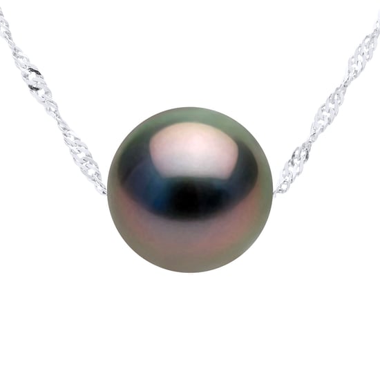 Necklace Real Cultured Tahiti Pearl PASSING THROUGH Round 9-10 mm