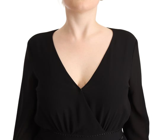 Vestido mini A-line de poliéster negro con mangas largas y cuello en V para mujer Liu Jo - Image 4