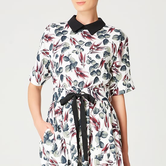 Robe midi trapèze à fines bretelles et lien froncé - Image 5