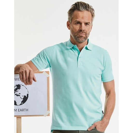 Russell Mens Pure Organic Polo (Aqua)