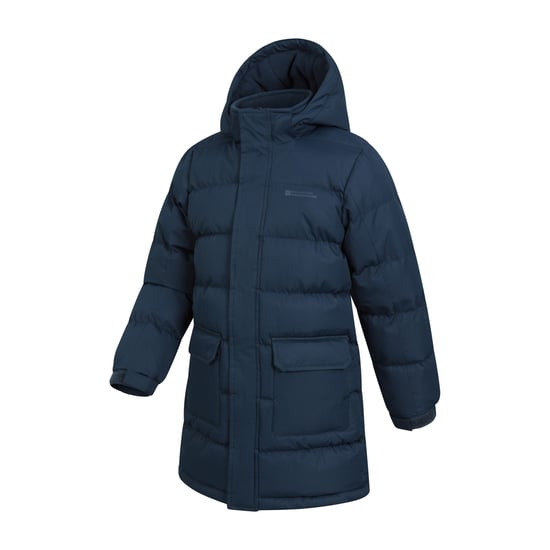 Mountain Warehouse Childrens/Kids Water Resistant Longline Padded Jacket (Dark Blue) - Image 3