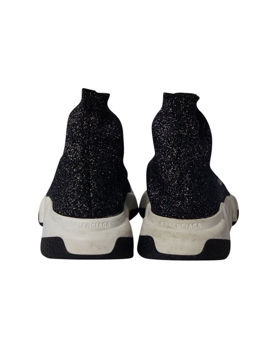 Balenciaga Glitter Speed Trainers in Black Viscose - Image 4