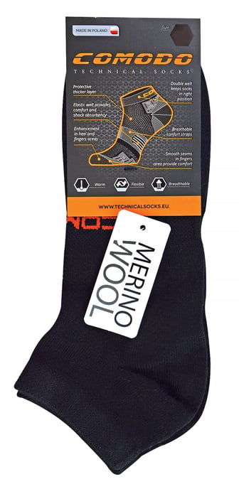 Comodo - Calcetines unisex de lana merino para correr | Calcetines deportivos ligeros - Negro - Image 2