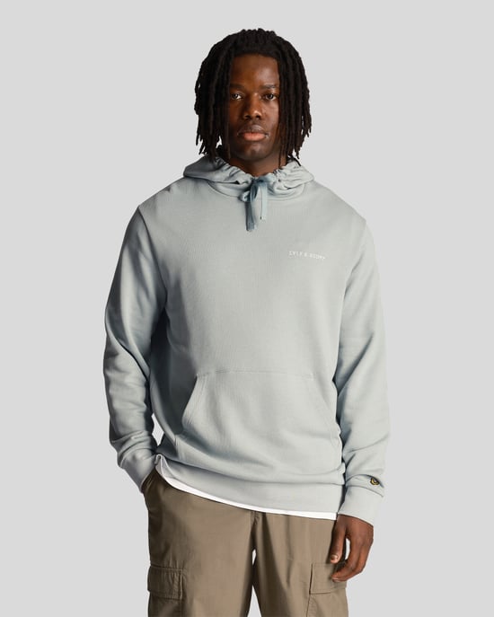 Sudadera con capucha bordada Lyle & Scott Loopback para hombres en azul - Image 1