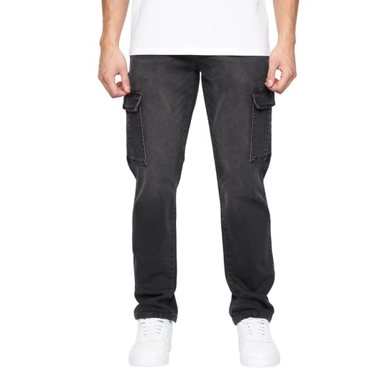 Crosshatch Mens Kremtap Cargo Jeans (Black Wash) - Image 1