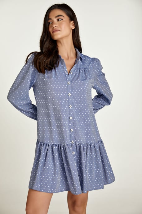Vestido Bordado Estilo Denim con Botones - Image 5