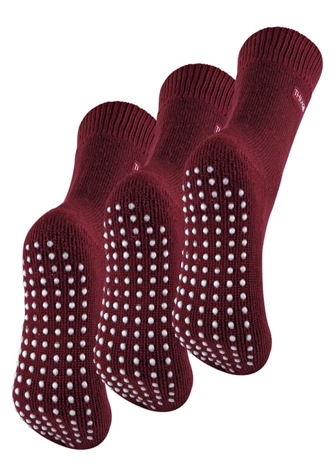 THMO - 3 Pair Womens Fleece Lined Breathable Slipper Socks - Deep Fuchsia - Image 1