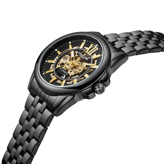 Reloj de Lujo Anthony James Automático Esqueleto Negro para Hombre - Image 4