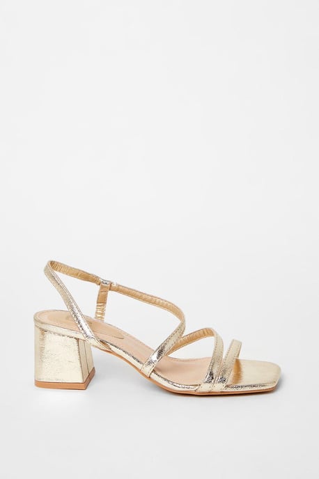 Salt Asymmetric Strappy Slingback Medium Block Heeled Sandals