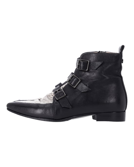 Jimmy Choo Marlin Snake Print Ankle Boots in Black Leather - Image 2