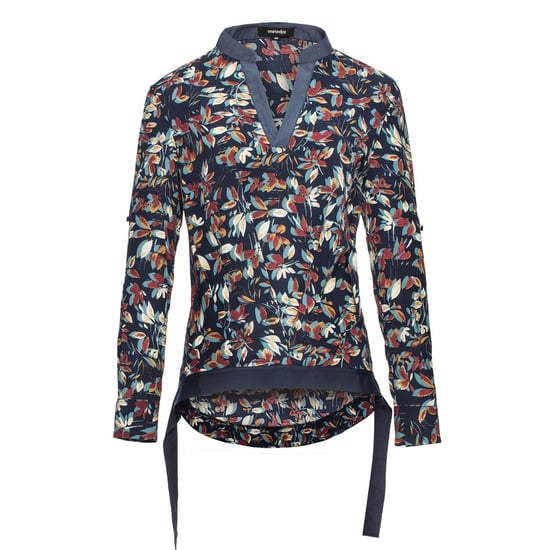 Satin col-v blouse and leaves print - Image 5