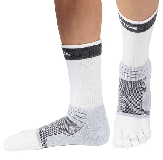 TOETOE - Calcetines Tobilleros Deportivos Transpirables de Tenis para Hombre y Mujer - Blanco y Gris - Image 2