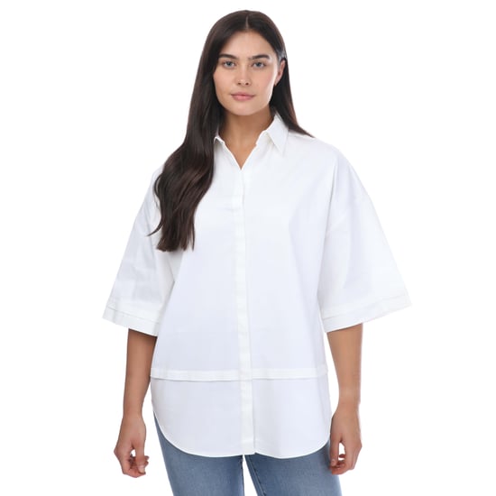 Women's Ted Baker Orlanda Oversized 3/4 Length Shirt in White