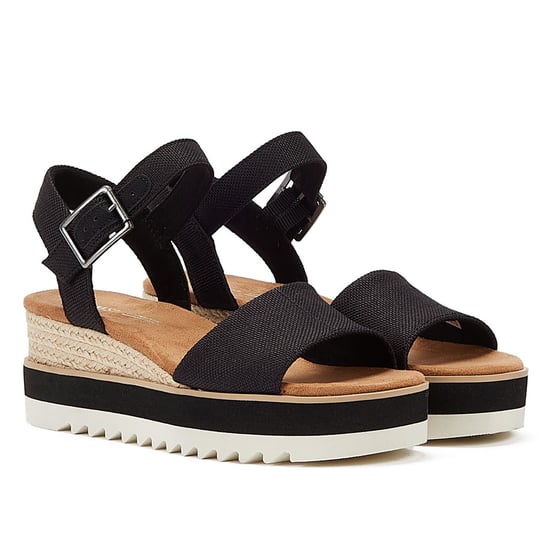 TOMS Diana Canvas Wedge Women's Black Sandals - Image 1