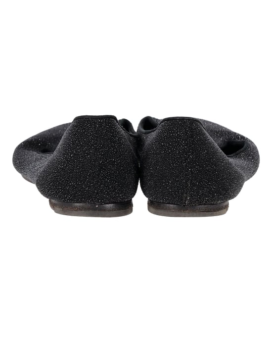 Saint Laurent Shimmering Flats in Black Glitter - Image 4