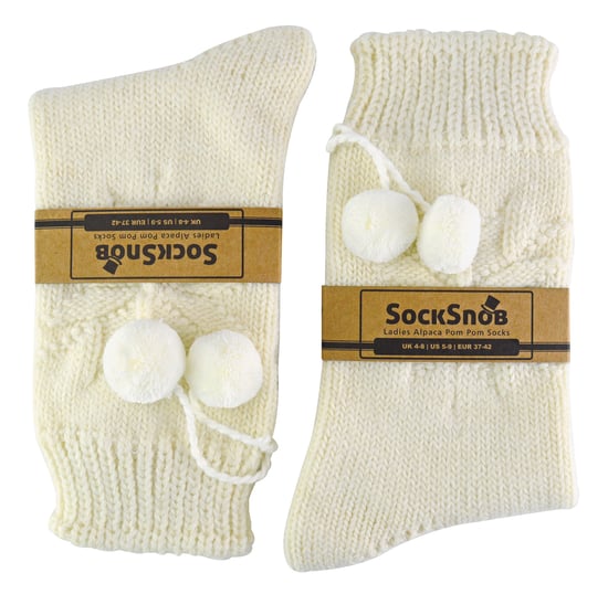 Sock Snob - Calcetines de lana de alpaca con pompones - Crema - Image 2
