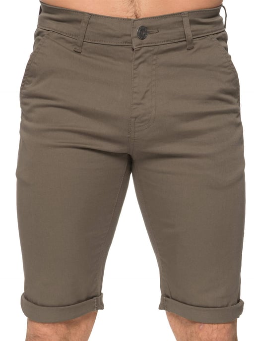 Enzo | Mens Slim Fit Stretch Chino Shorts - Beige