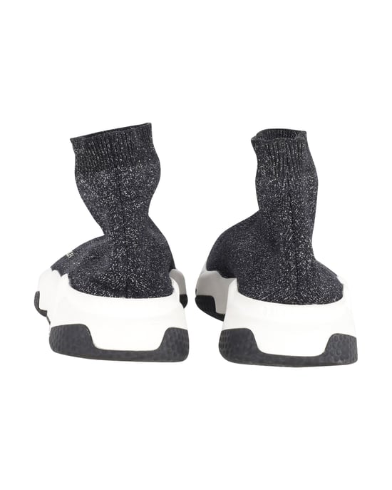 Balenciaga Glittered Speed Trainers in Black and Silver Polyester - Image 4