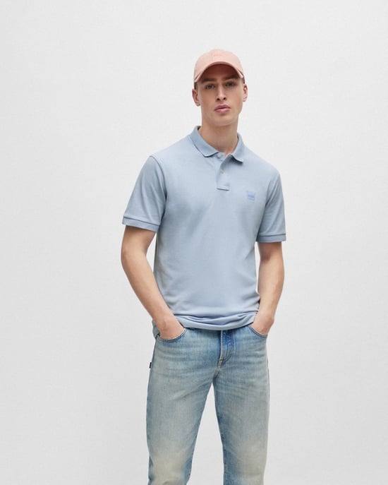 BOSS Orange Camisa Polo Slim Fit de Algodón Stretch para Hombre con Parche de Logo - Image 3