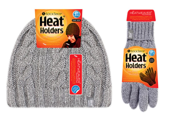 Heat Holders - Juego de gorro y guantes de invierno para mujer - Gris claro - Image 2
