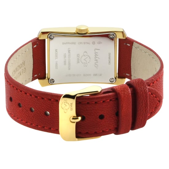 GV2 Luino Diamond White MOP Dial para mujer, reloj rojo de cuero italiano genuino - Image 3