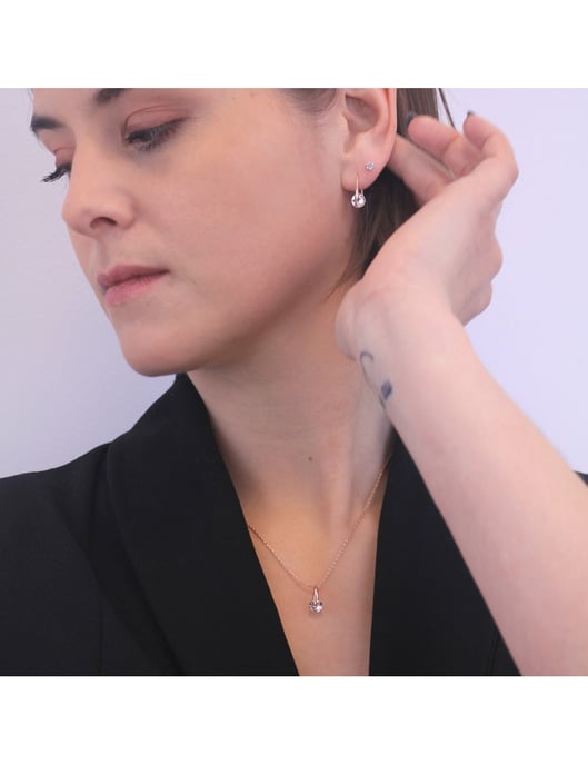 Pendientes con clase - Oro rosa y cristal - Image 2