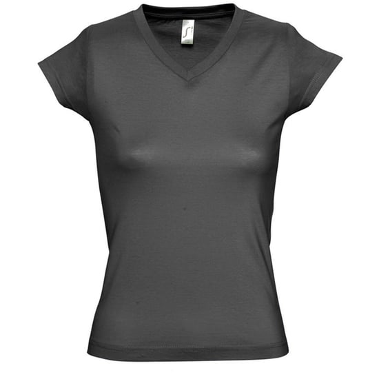 SOLs Womens/Ladies Moon V Neck Short Sleeve T-Shirt (Dark Grey) - Image 1