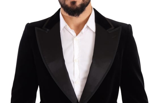 Blazer de una botonadura en terciopelo negro para hombre de Dolce & Gabbana - Image 4