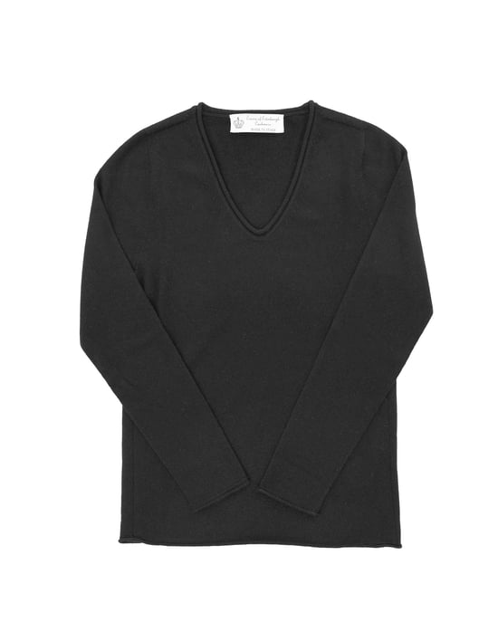 Crown Of Edinburgh Pull Col V En Cachemire Pour Femme Coe 0022 Noir - Image 4
