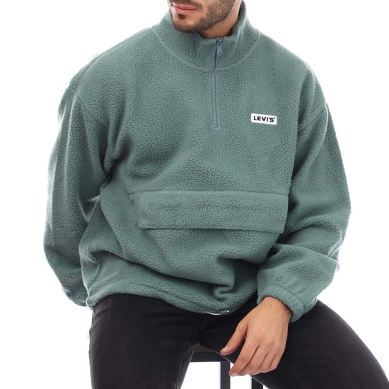 Men's Levis 1/4 Zip Mockneck Sherpa Fleece in Green