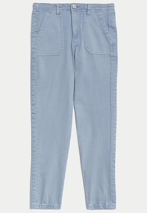 M&S Collection Ladies Cotton Blend Slim Fit Ankle Grazer Joggers Azul cielo - Image 5